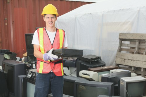 Professional team removing office furniture